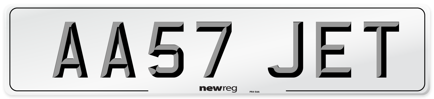 AA57 JET Number Plate from New Reg